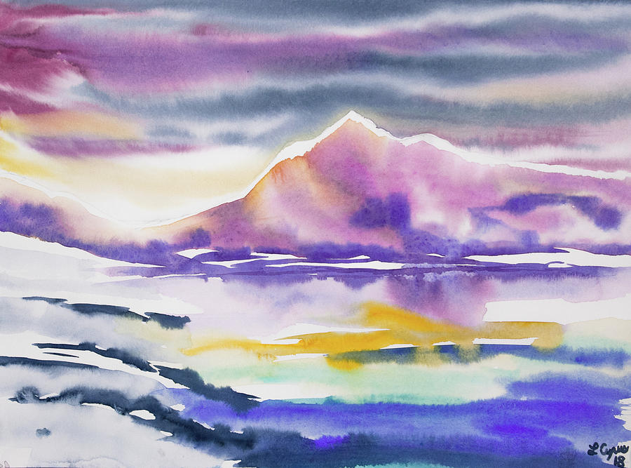 Watercolor - Winter Arctic Impression Painting by Cascade Colors