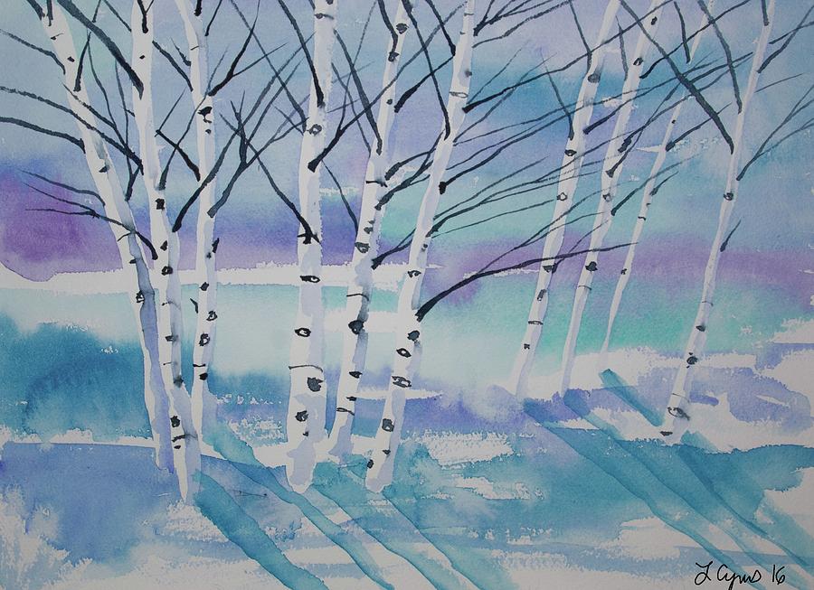 Watercolor - Winter Birch Painting by Cascade Colors