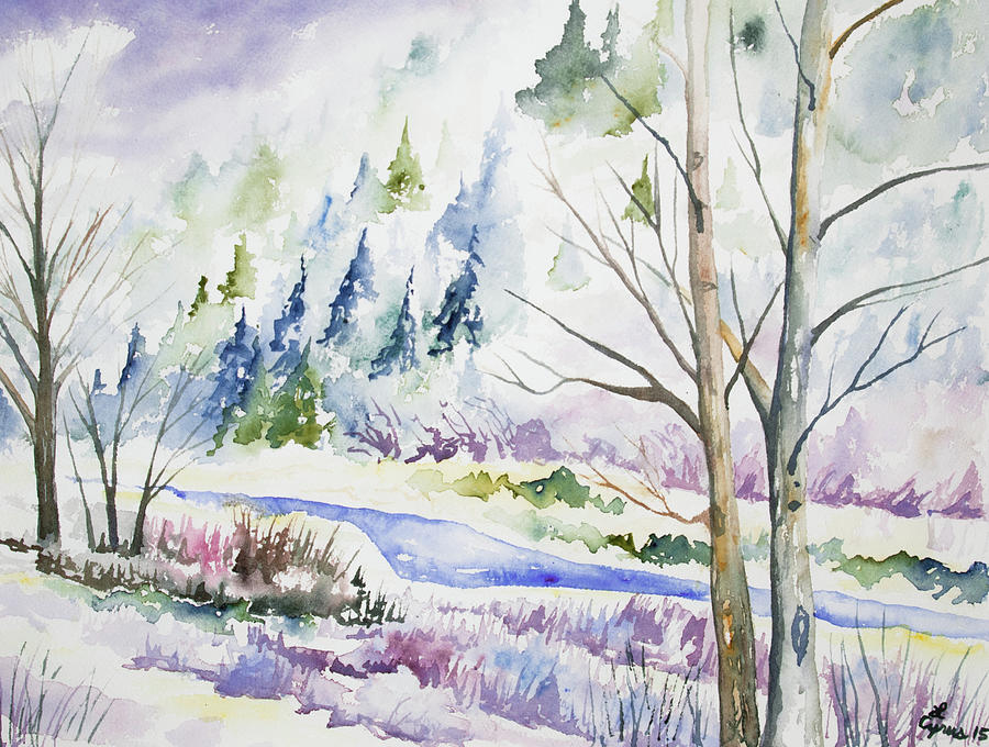 Watercolor - Winter in Clear Creek Canyon Painting by Cascade Colors