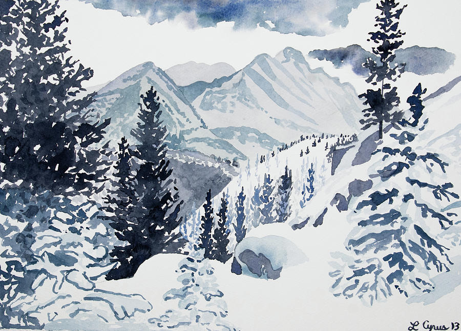 Rocky Mountain National Park Painting - Watercolor - Winter Landscape by Cascade Colors
