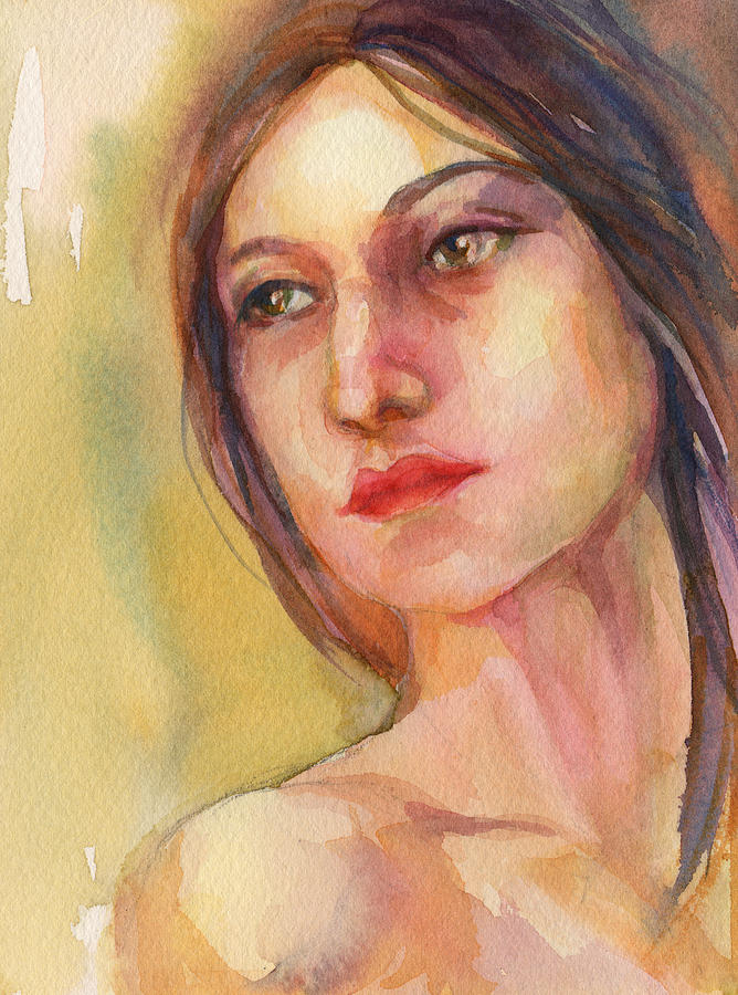 Watercolor Woman Painting by Peggy Wilson