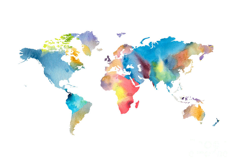 Watercolor world map  Digital Art by Sophie McAulay