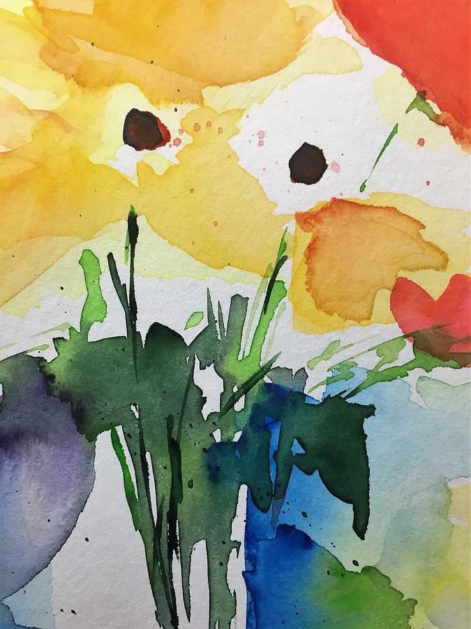 Watercolor Yellow Flowers Painting by Britta Zehm | Fine Art America