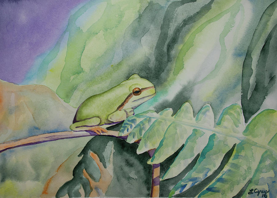 Watercolor - Young Tree Frog Painting by Cascade Colors