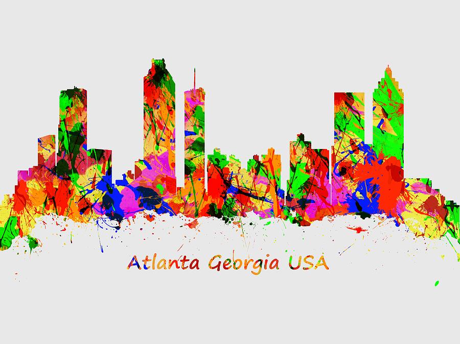 Watercolour art print of the skyline of Atlanta Georgia USA Photograph by Chris Smith