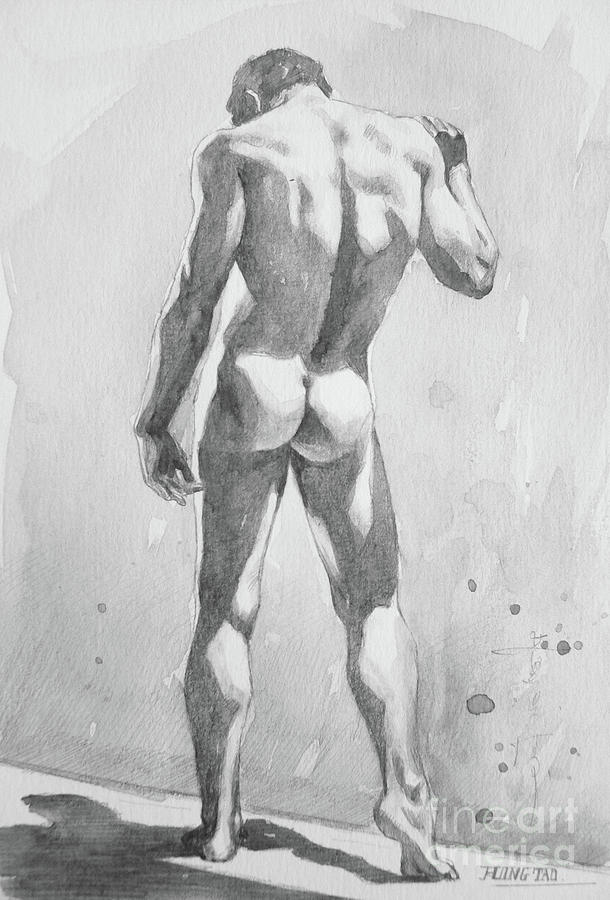Watercolour Painting Male Nude #17931 Painting by Hongtao Huang