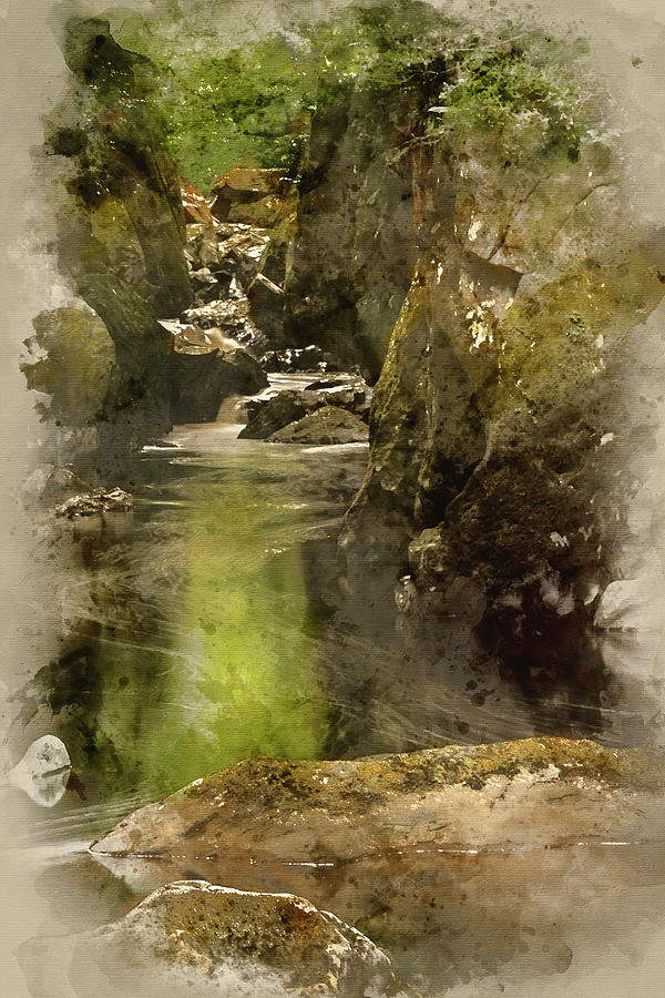 Watercolour Painting Of Stunning Ethereal Landscape Of Deep Side