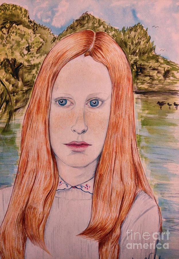 Watercolour Portrait of Jillian Painting by Joan-Violet Stretch