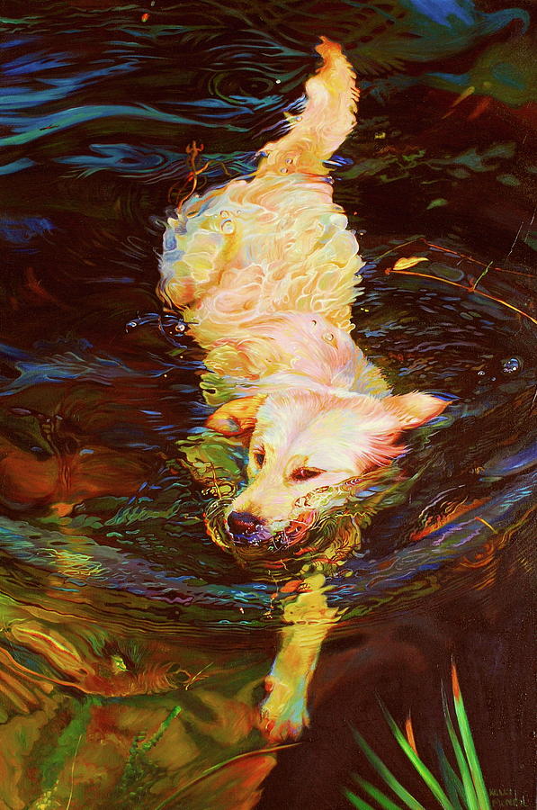 Dog Painting - Waterdance by Kelly McNeil