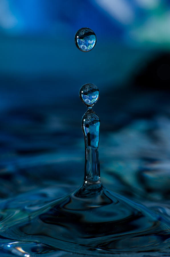 Waterdrops in Blue Photograph by Teresa Herlinger