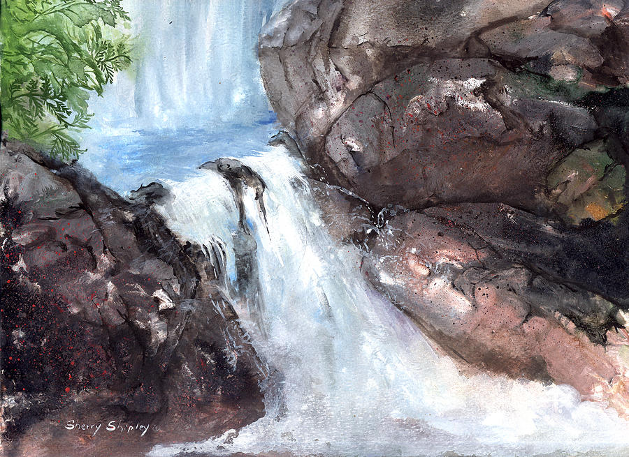Waterfall Painting - Waterfall 2 by Sherry Shipley