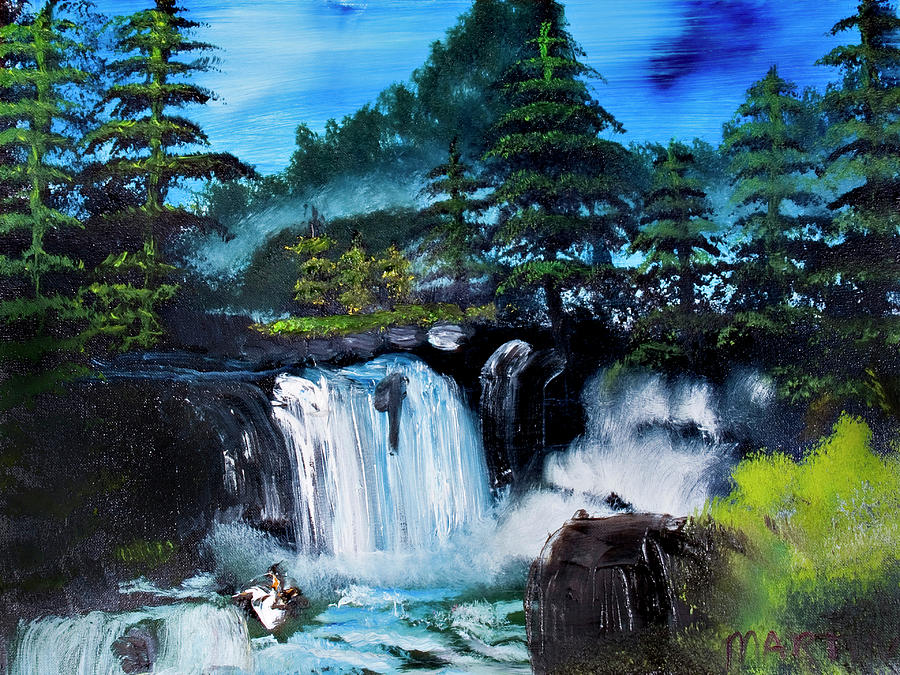 Waterfall #3 Painting by David Martin