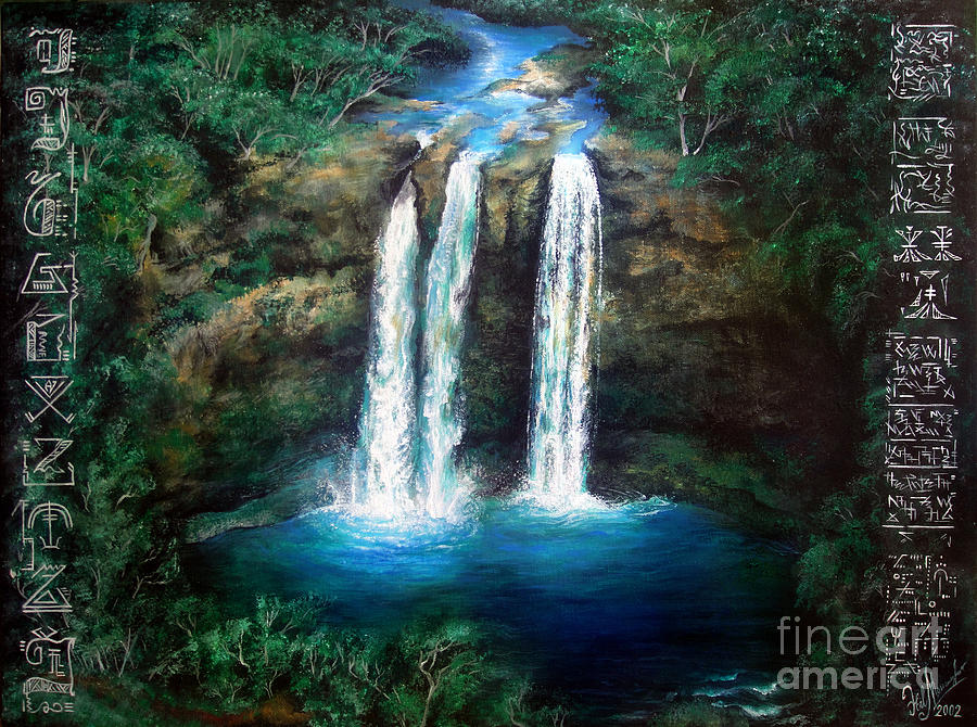 Nature Painting - Waterfall - 3 sisters by Sofia Goldberg