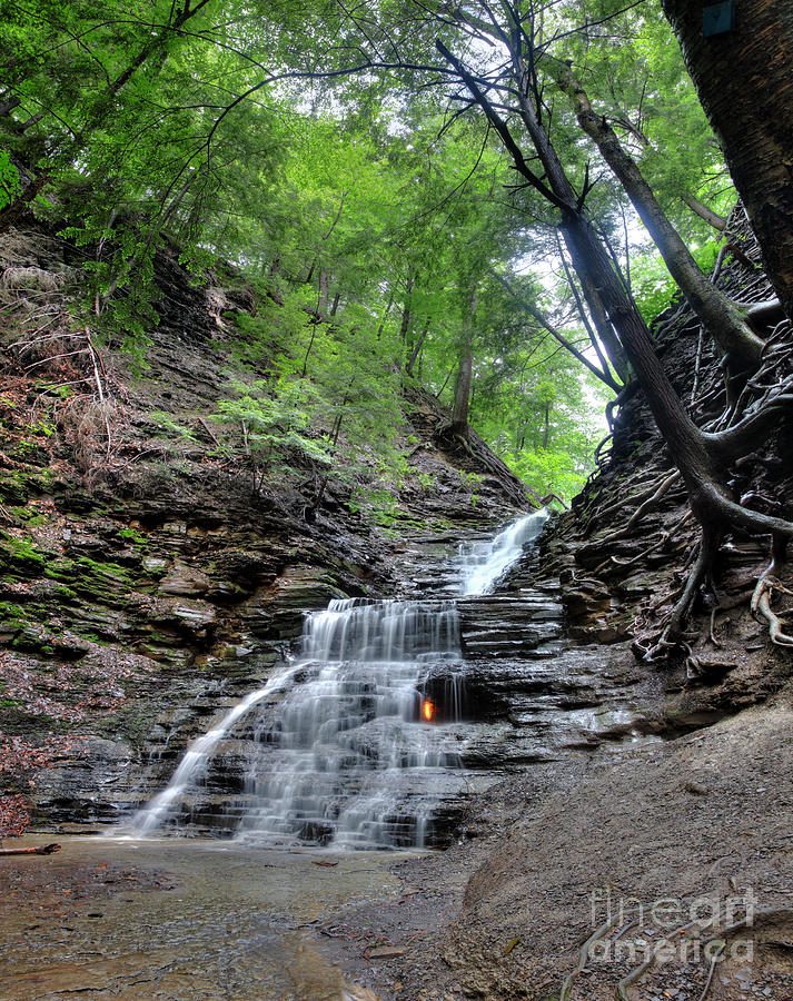 Waterfall And Natural Gas Photograph by Ted Kinsman