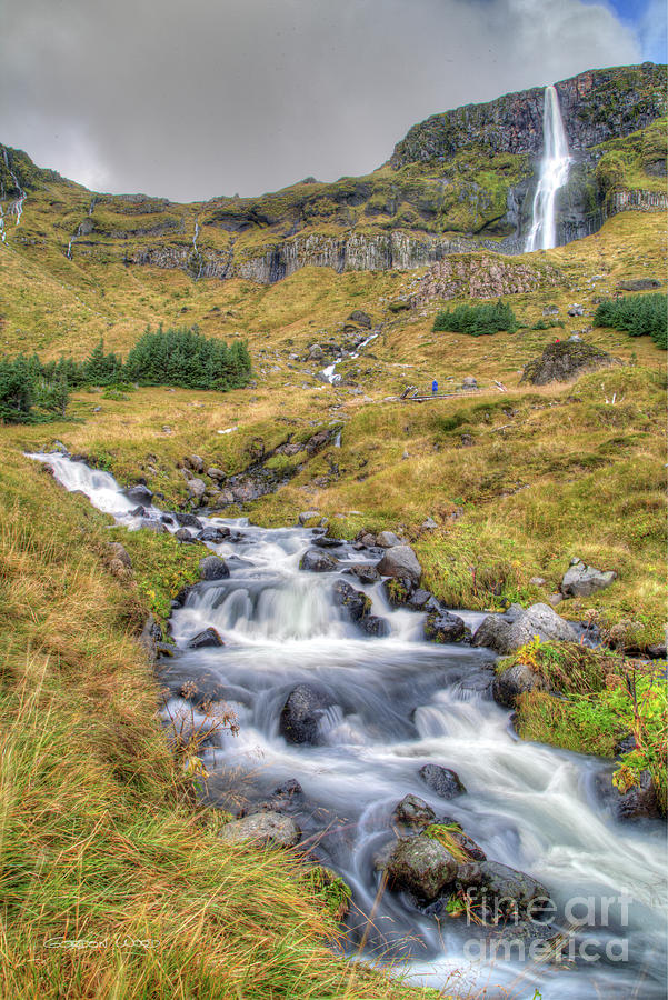 Waterfall and Stream near Budir, Iceland by Gordon Wood Waterfall and Stream near Budir, Iceland by Gordon Wood