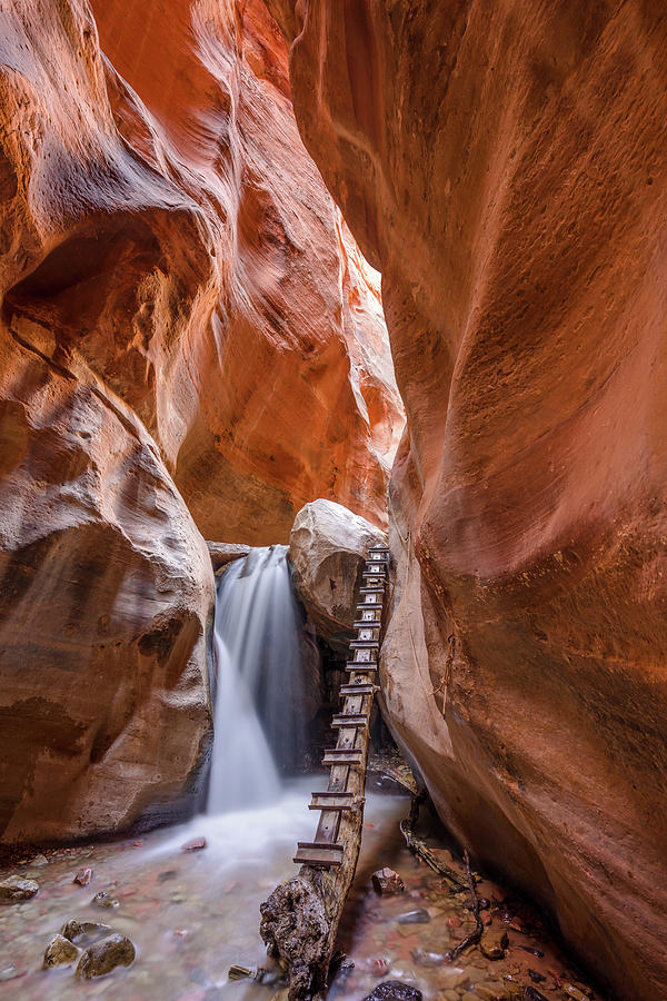 Waterfall at slot canyon Photograph by Philip Cho
