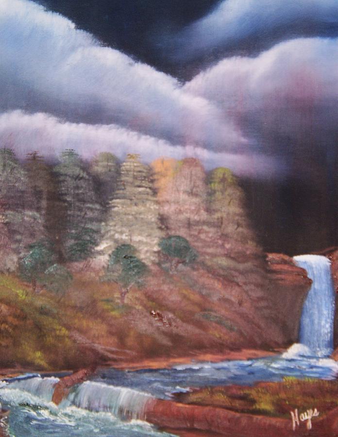 Waterfall Painting by Barbara Hayes