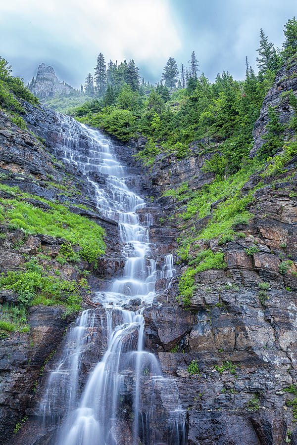 Glacier National Park Photograph - Waterfall Below the Garden Wall by Blake Passmore