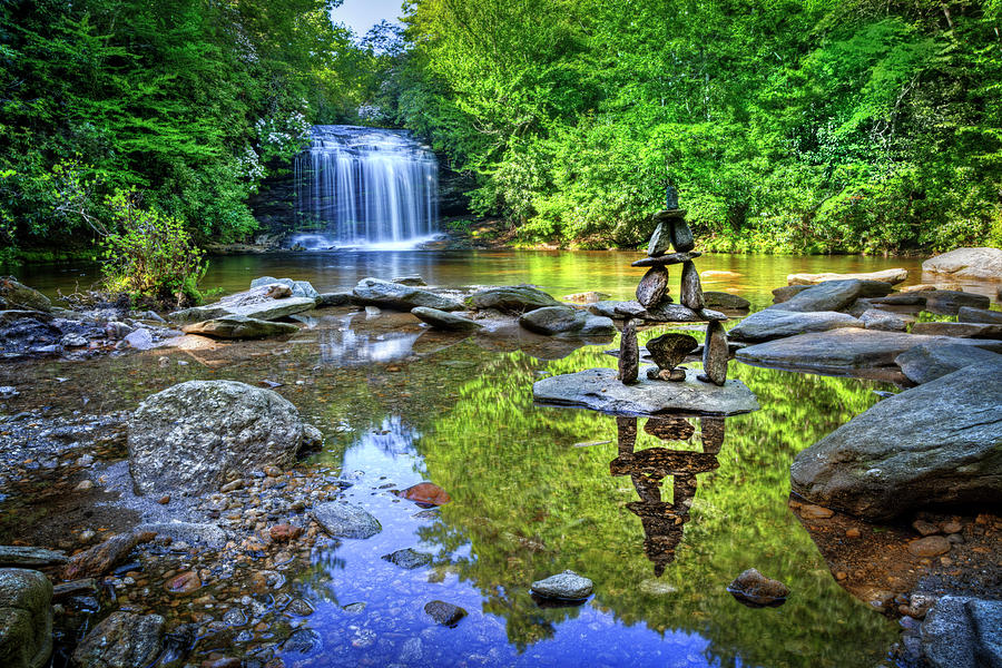 Waterfall Cairn at Schoolhouse Falls Photograph by Debra and Dave Vanderlaan