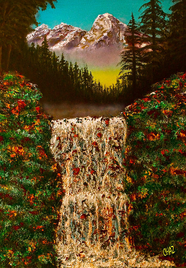 Mountain Painting - Waterfall by CHAZ Daugherty