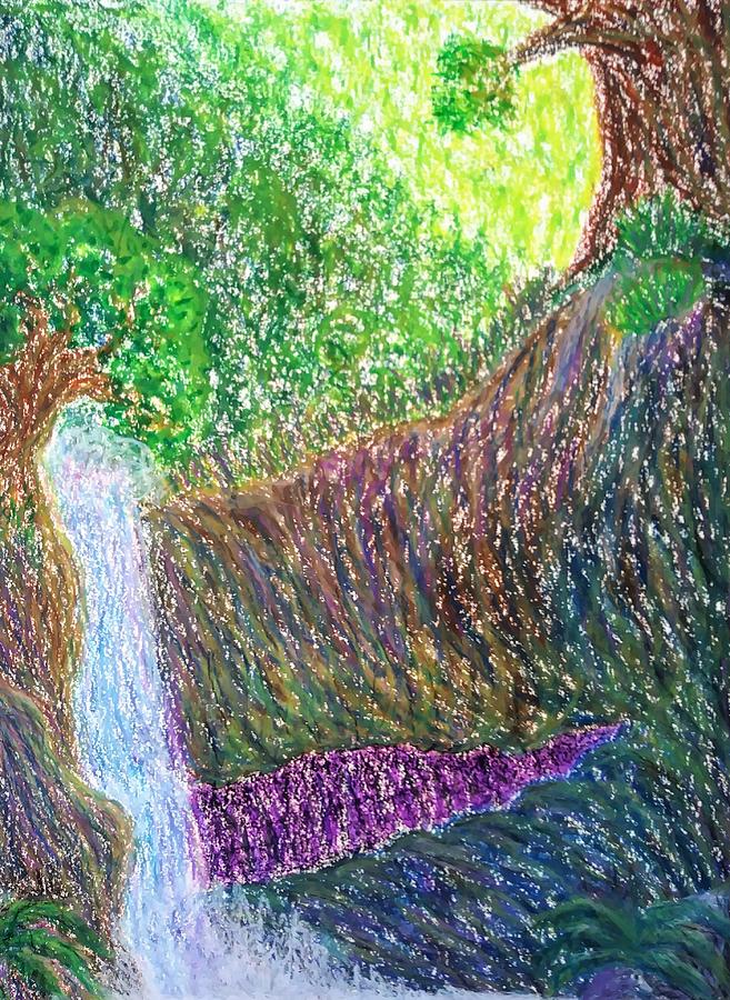 Waterfall Cliff Pastel by Trista Jaske | Fine Art America