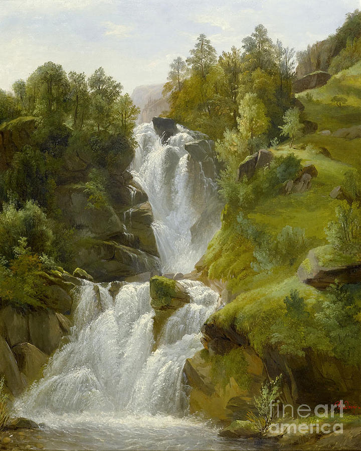 Francois Diday Painting - Waterfall by MotionAge Designs