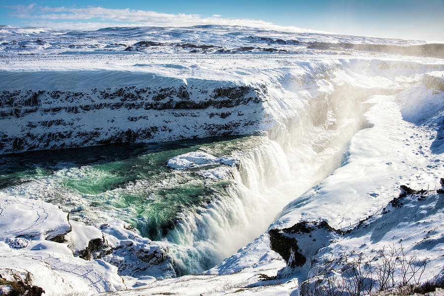 Waterfall Gullfoss Iceland In Winter Photograph