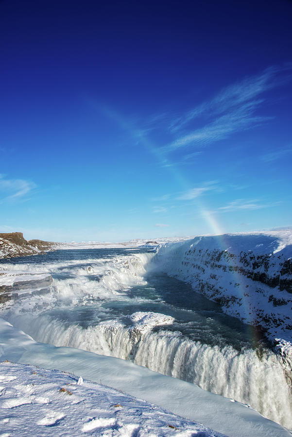 Waterfall Gullfoss in winter Iceland Europe Photograph by Matthias Hauser
