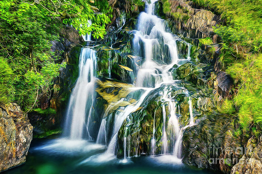 Nature Mixed Media - Waterfall by Ian Mitchell