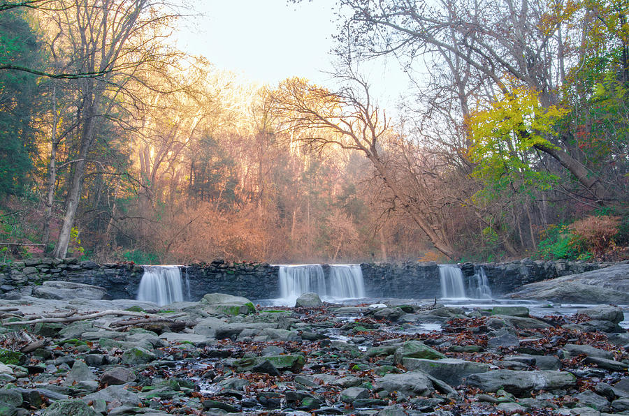 Waterfall in Autumn - Wissahickon Creek Photograph by Bill Cannon