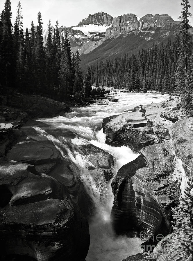 Waterfall in Banff National Park BW Photograph by RicardMN Photography