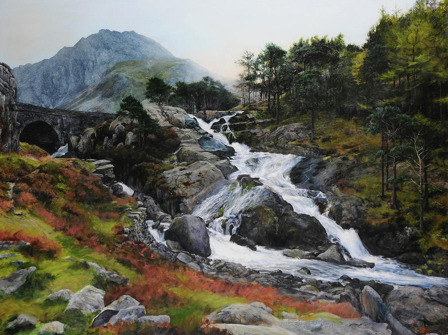 Waterfall in February. Painting by Harry Robertson
