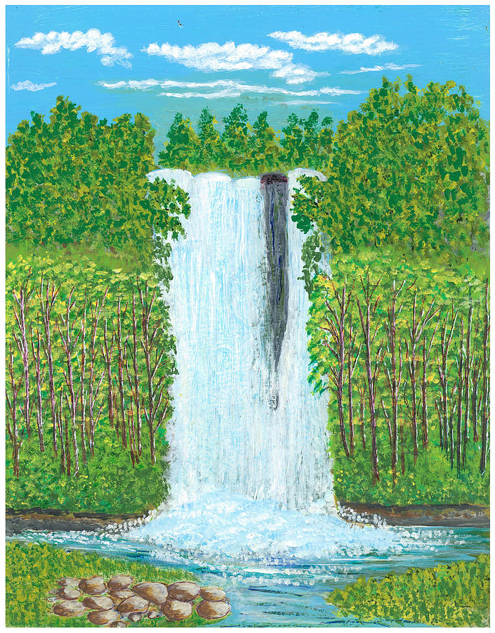 Waterfall in Puerto Rico Painting by Pedro Borrero - Fine Art America