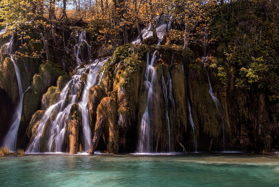 Waterfall in the park Photograph by Jaroslaw Blaminsky