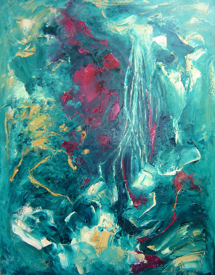 Water Painting - Waterfall by Lyuba Zahova Water Painting - Waterfall by Lyuba Zahova
