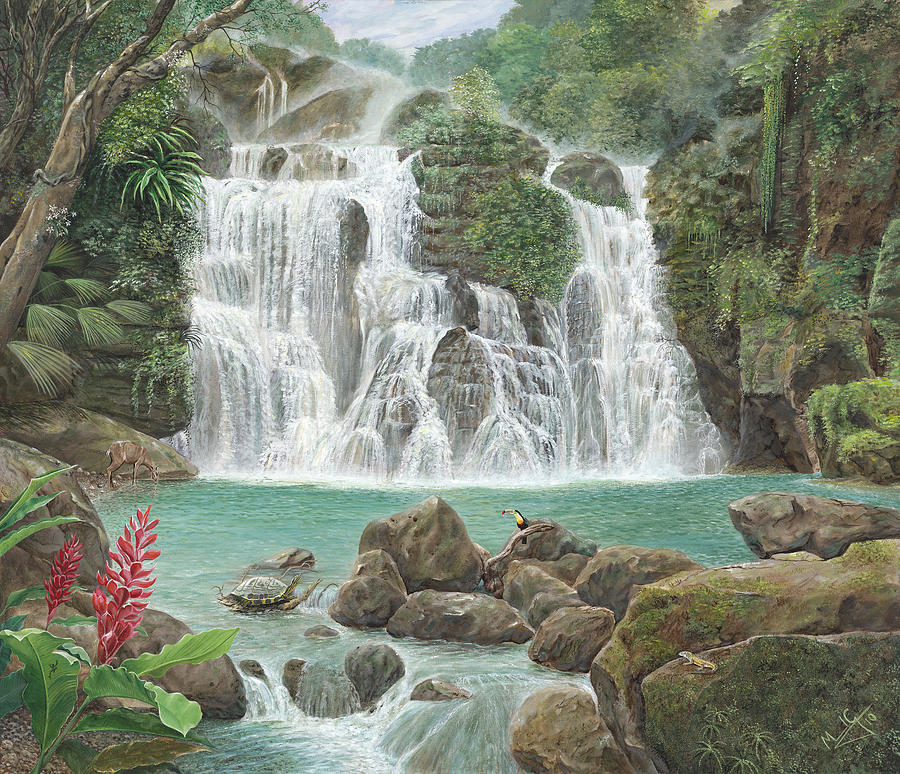 Waterfall Painting by Manuel Gonzalez.