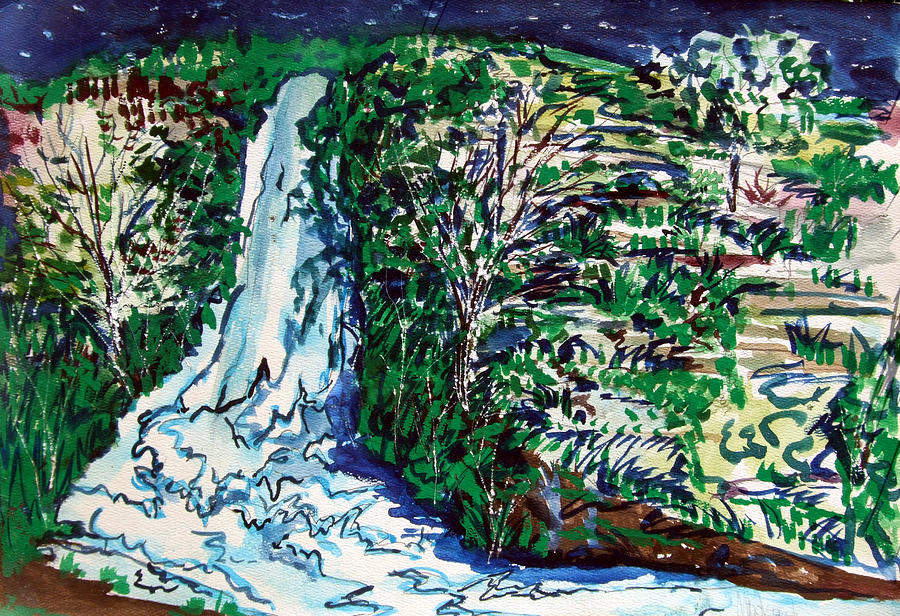 Tree Painting - Waterfall by Mindy Newman
