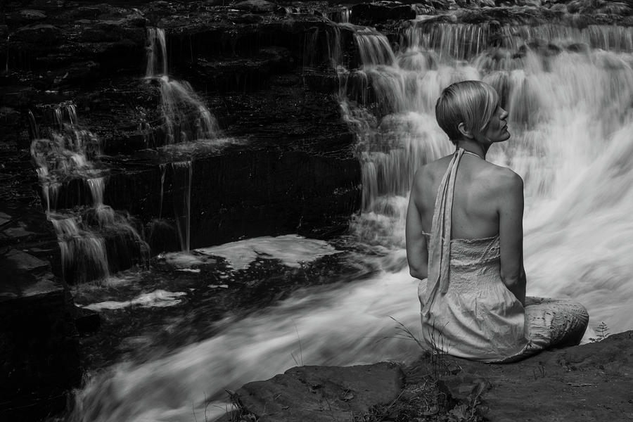 Waterfall Photograph - Waterfall Muse bw by Tim Beebe