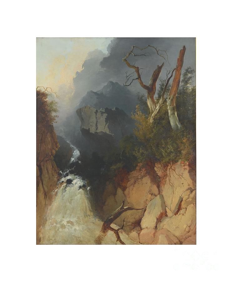 Waterfall ravine Painting by MotionAge Designs