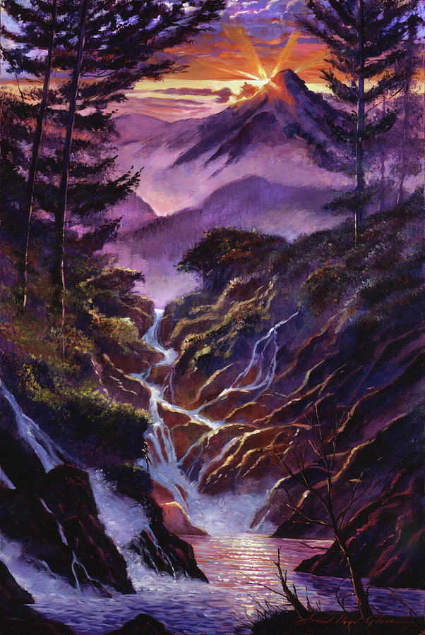 Waterfall Serenade Painting by David Lloyd Glover