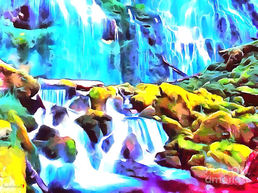 Waterfall Painting - Waterfall Soft And Dreamy In Thick Paint by Catherine Lott
