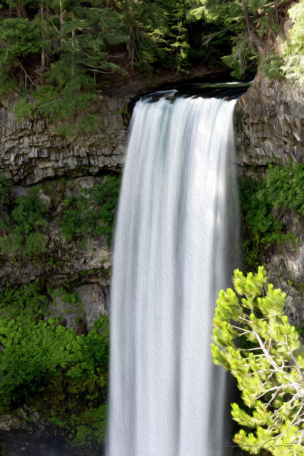 Waterfall - Digital Oil Digital Art by Birdly Canada