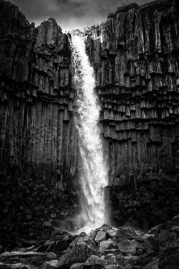 Waterfall Svartifoss Iceland black and white Photograph by Matthias Hauser