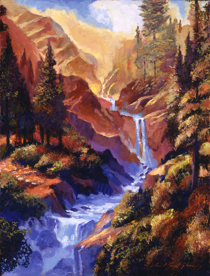 Nature Painting - Waterfall Symphony by David Lloyd Glover