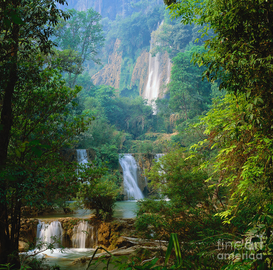 Waterfall, Thailand Photograph by Gerald Cubitt