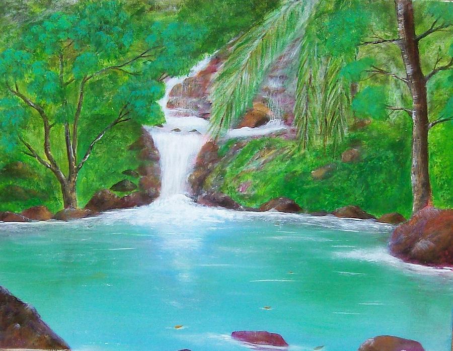 Waterfall Painting by Tony Rodriguez