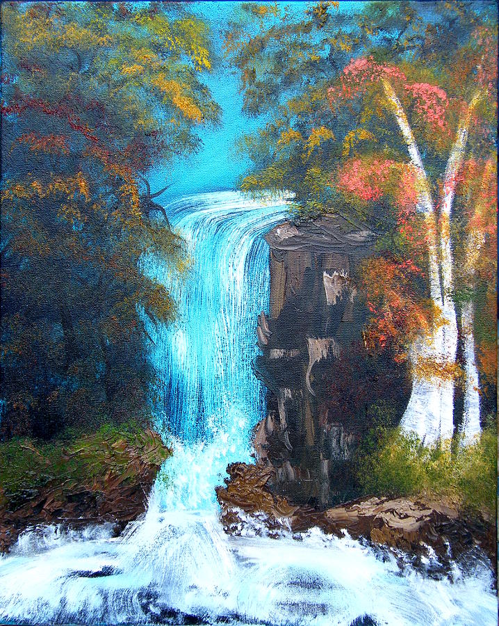 Moonlit Waterfall - Oil on Black Gesso  Pictures to paint, Natural  landmarks, Painting