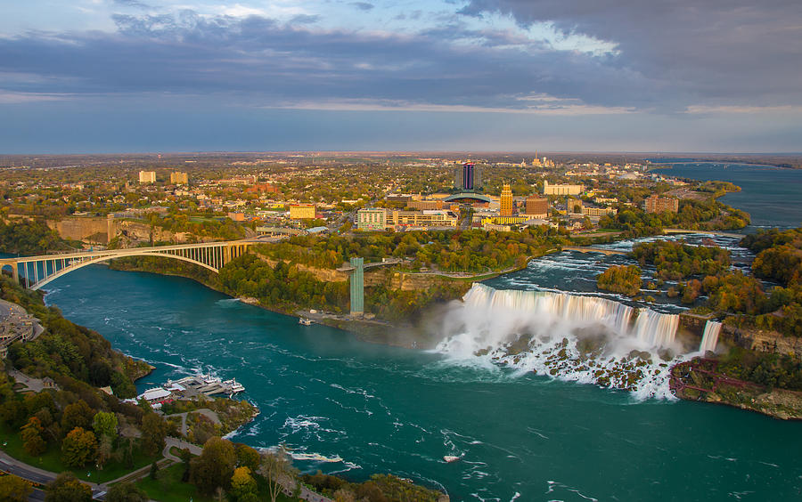 Waterfall View From Skylon Tower - American Falls And Rainbow Bridge In 