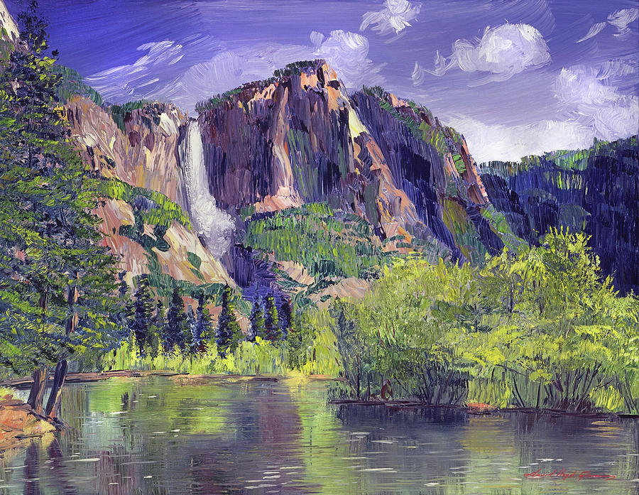 Waterfall Yosemite Painting by David Lloyd Glover