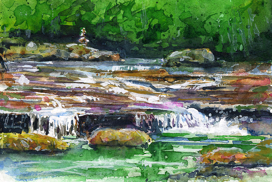 Waterfall Painting - Waterfalls 1 Dolly Sods WV by John D Benson